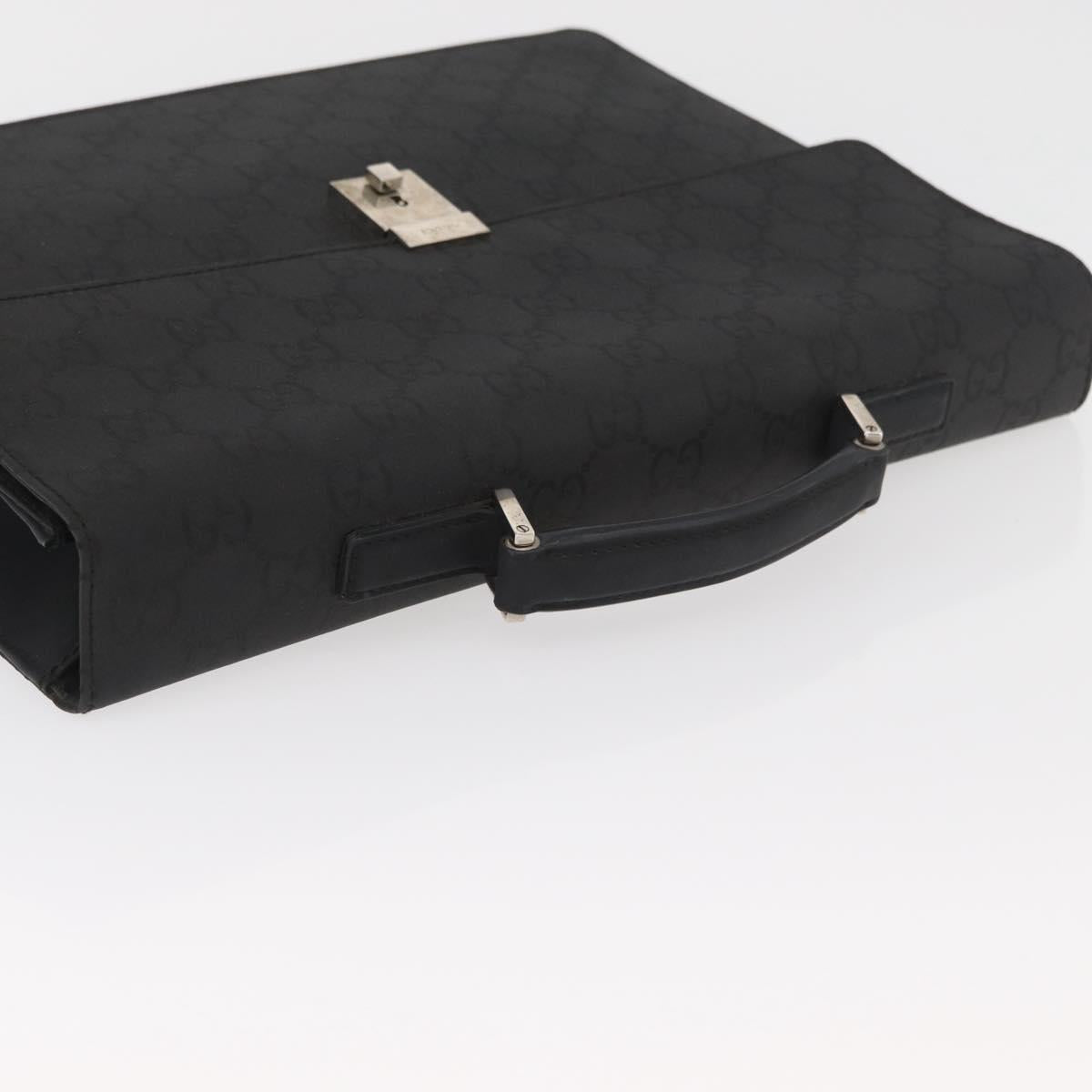 GUCCI GG Canvas Business Bag Nylon Black Silver 015 0235 Auth BAZ135A