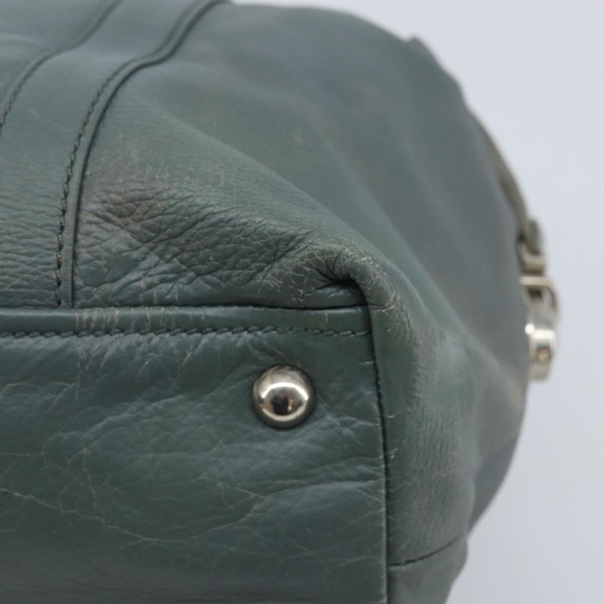 PRADA Hand Bag Leather Gray Silver Auth BAZ140A