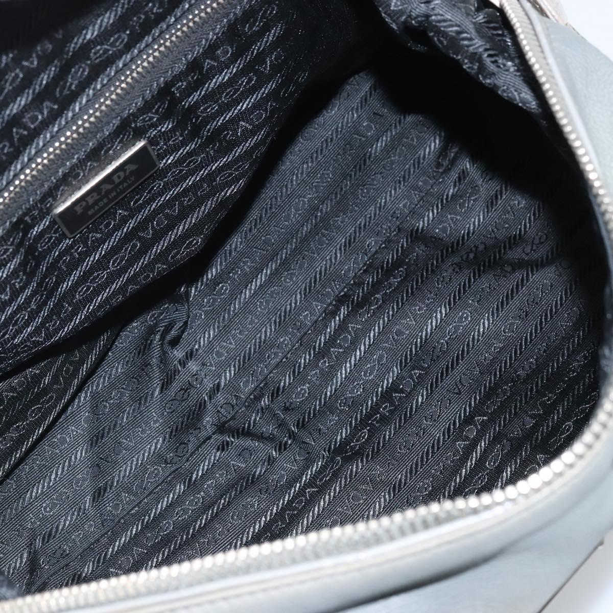 PRADA Hand Bag Leather Gray Silver Auth BAZ140A