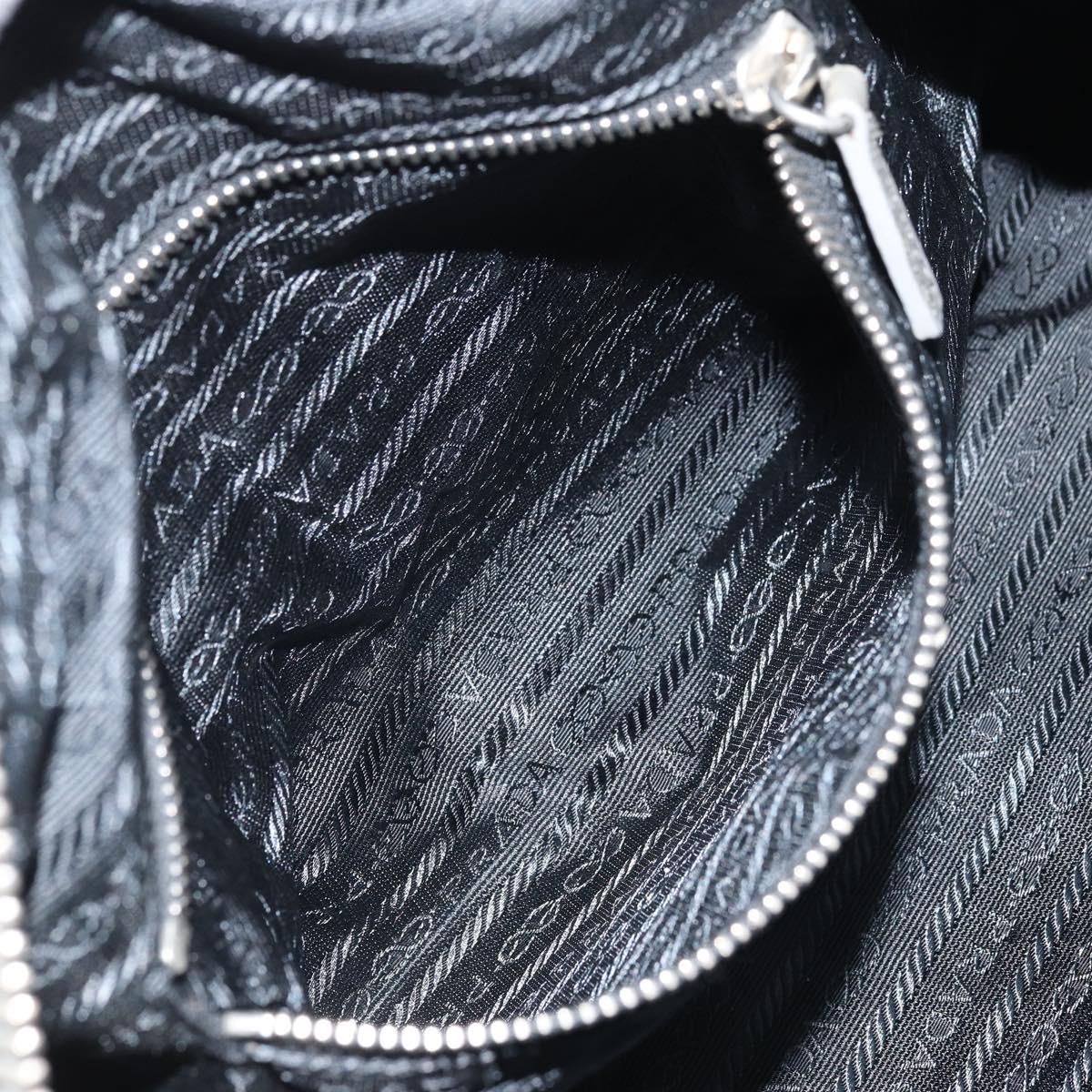 PRADA Hand Bag Leather Gray Silver Auth BAZ140A