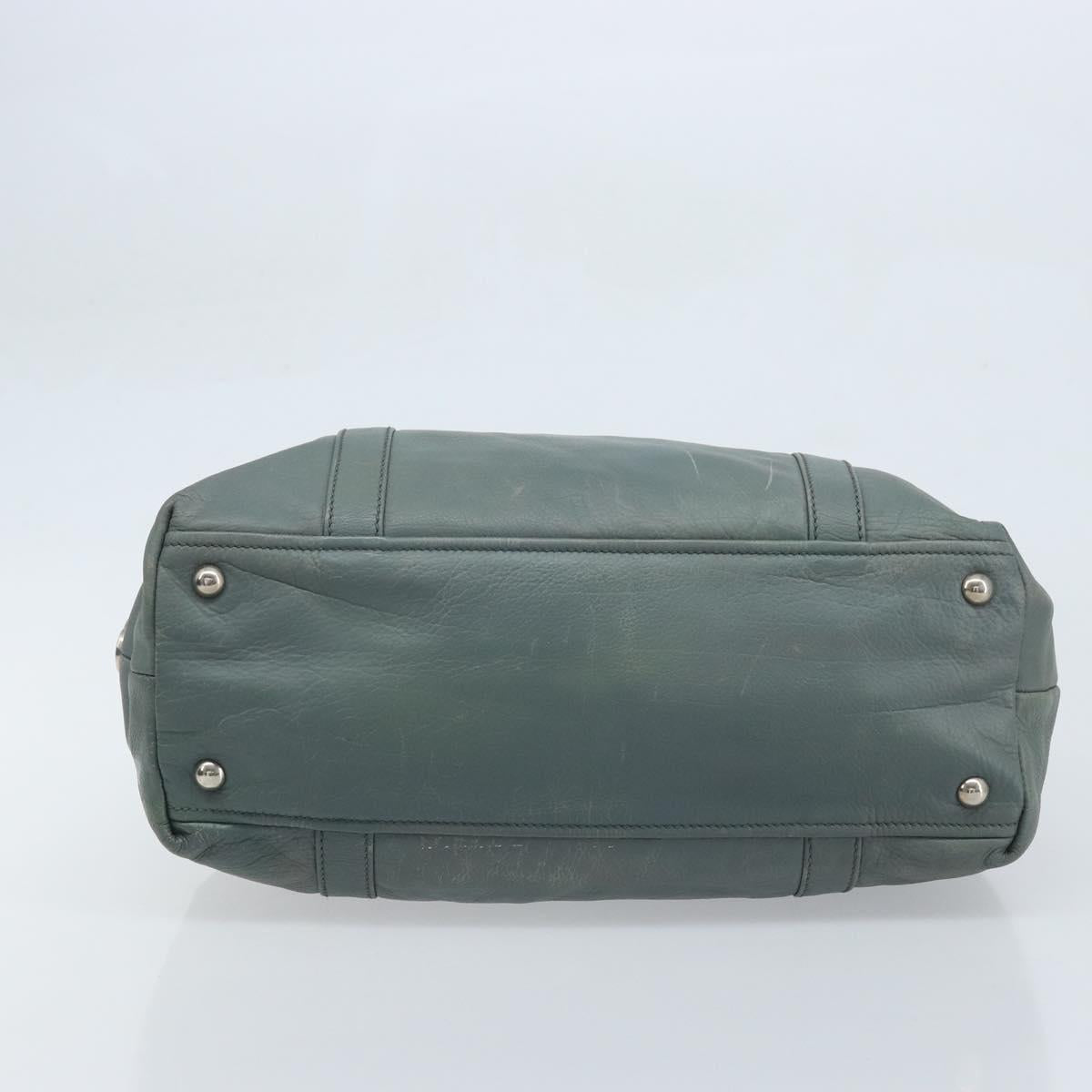 PRADA Hand Bag Leather Gray Silver Auth BAZ140A