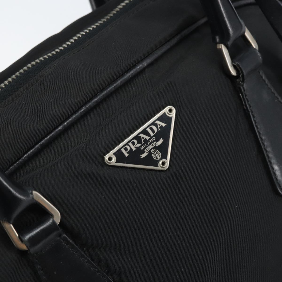 PRADA Hand Bag Nylon Black Silver Auth BAZ141A