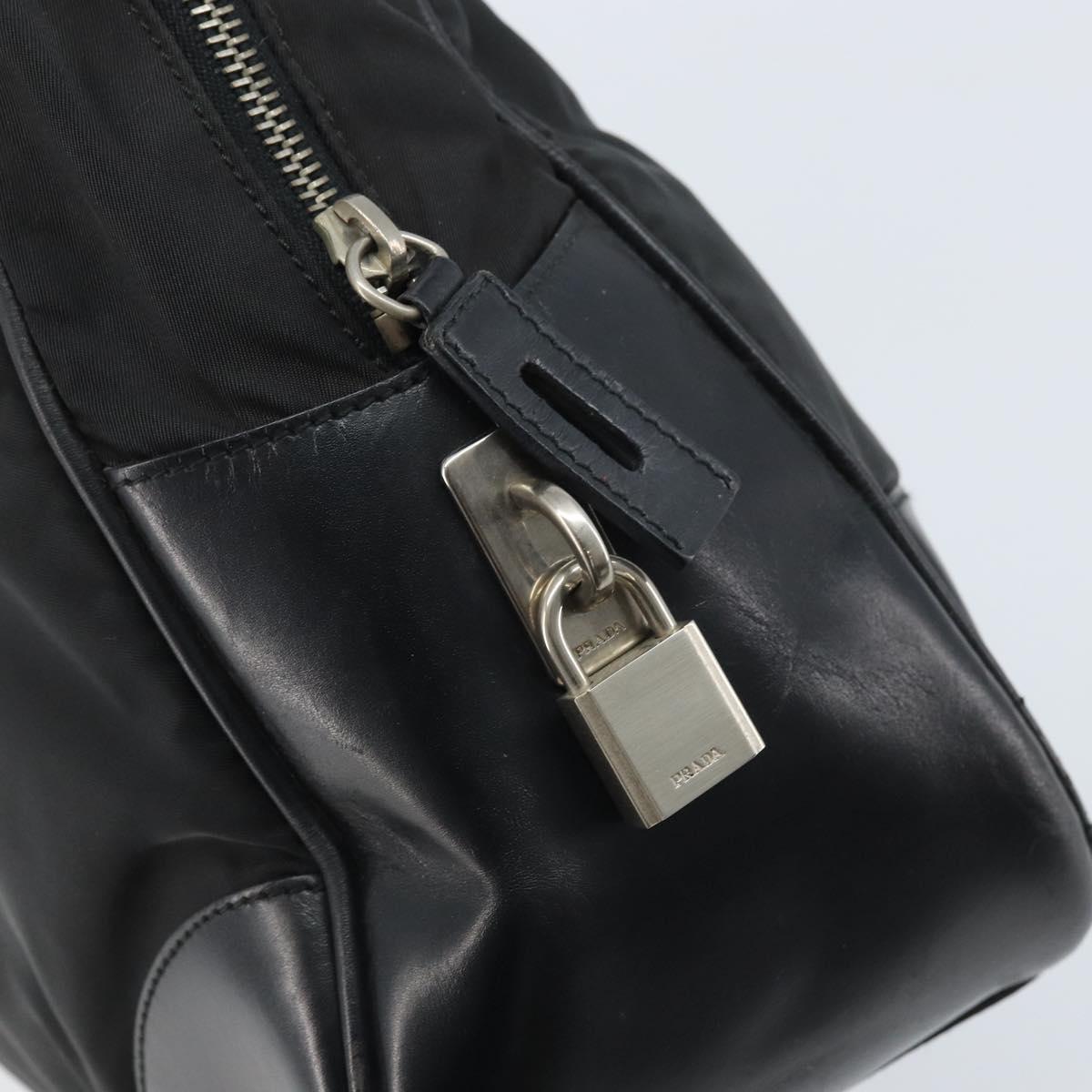 PRADA Hand Bag Nylon Black Silver Auth BAZ141A