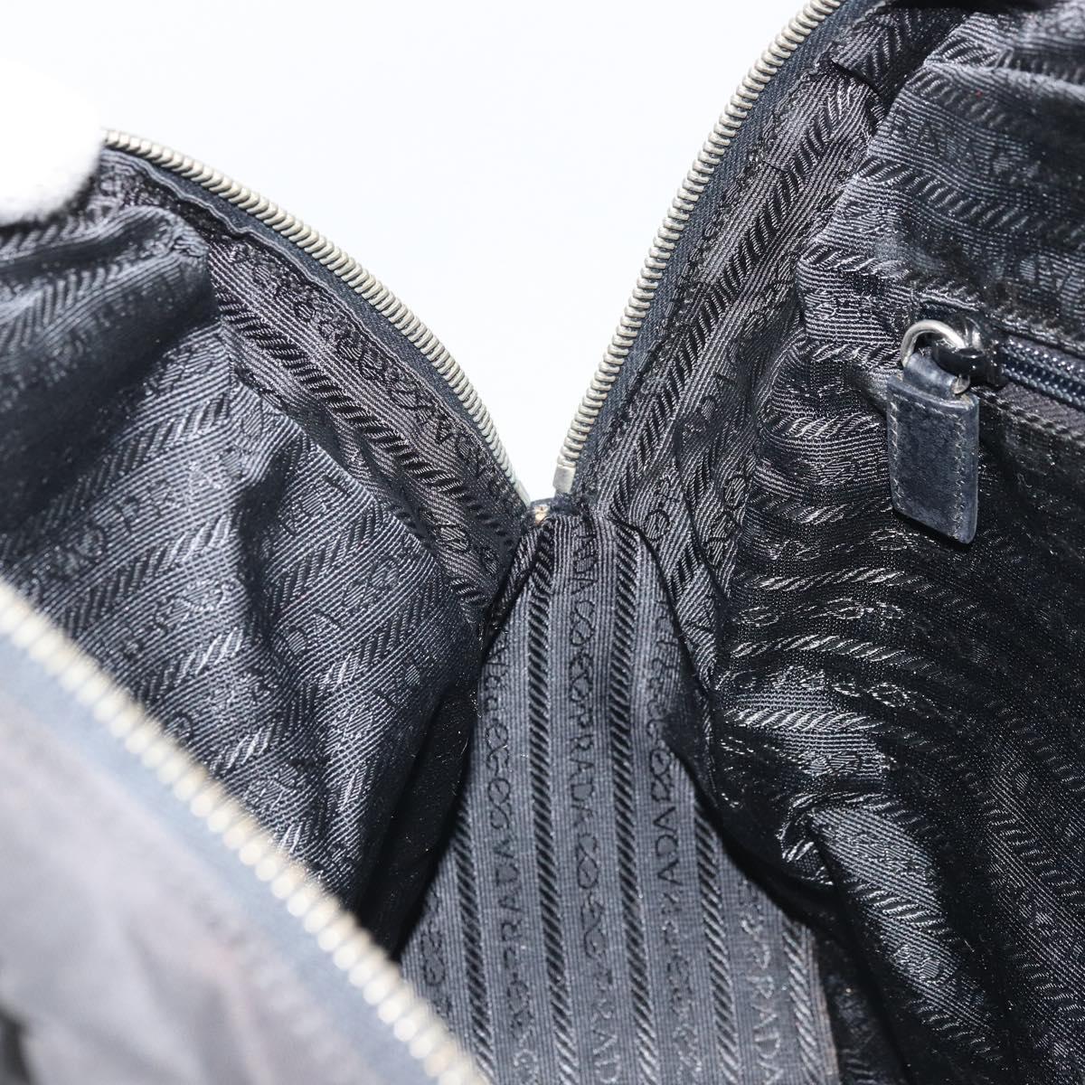 PRADA Hand Bag Nylon Black Silver Auth BAZ141A