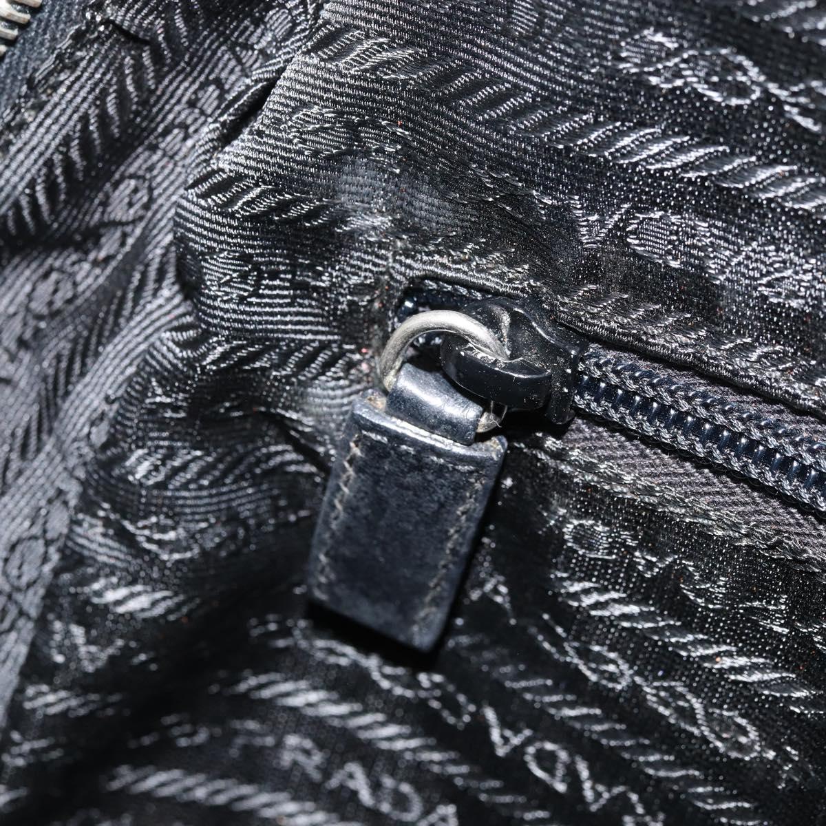 PRADA Hand Bag Nylon Black Silver Auth BAZ141A