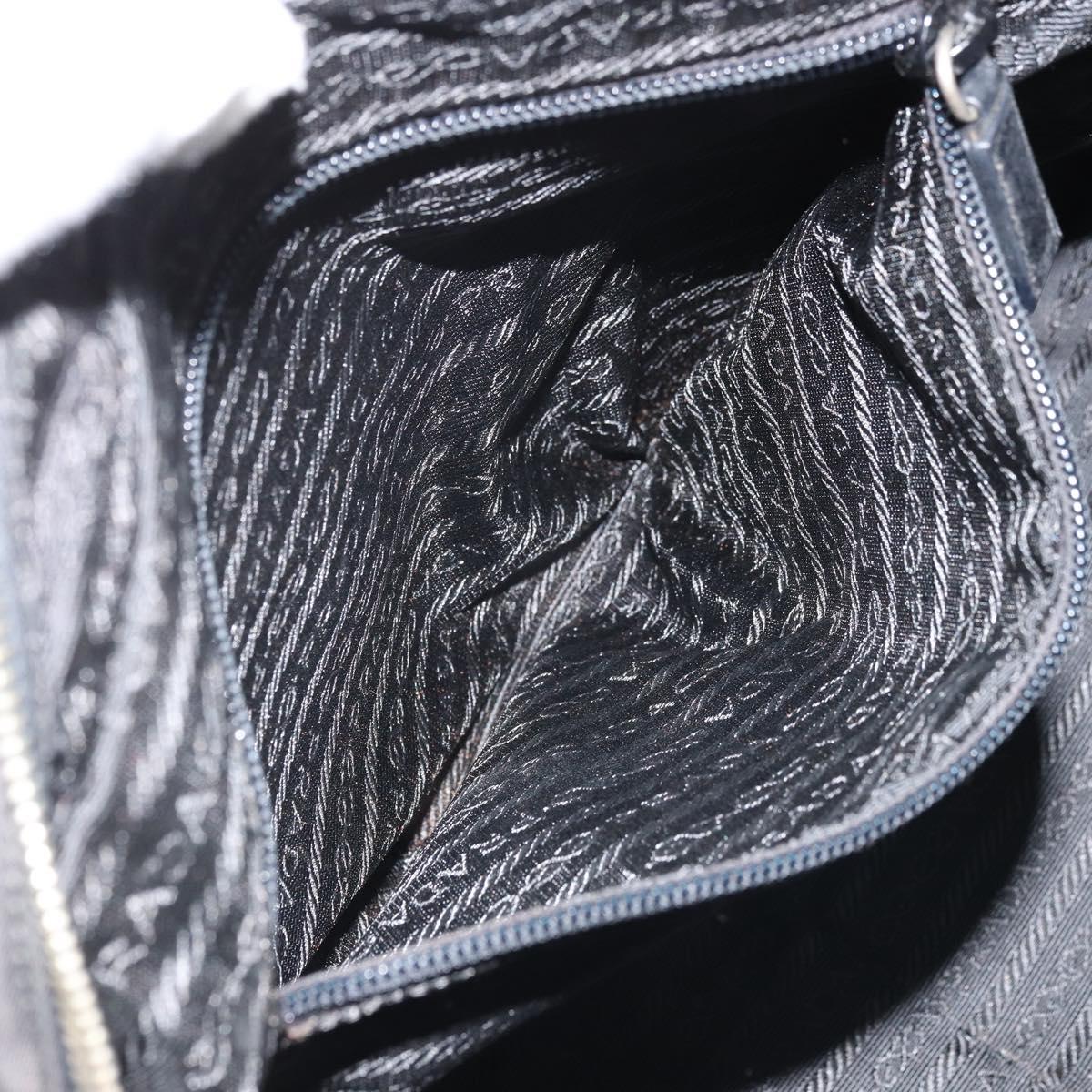 PRADA Hand Bag Nylon Black Silver Auth BAZ141A