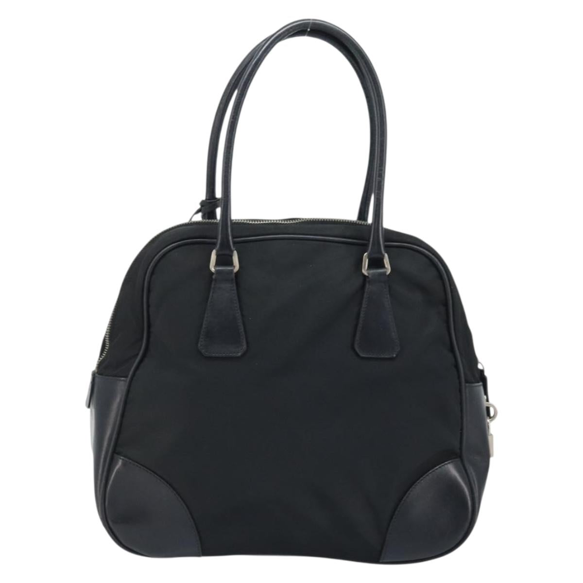 PRADA Hand Bag Nylon Black Silver Auth BAZ141A