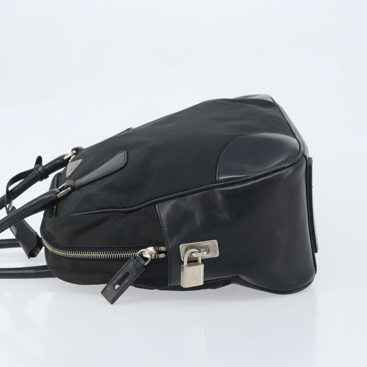 PRADA Hand Bag Nylon Black Silver Auth BAZ141A