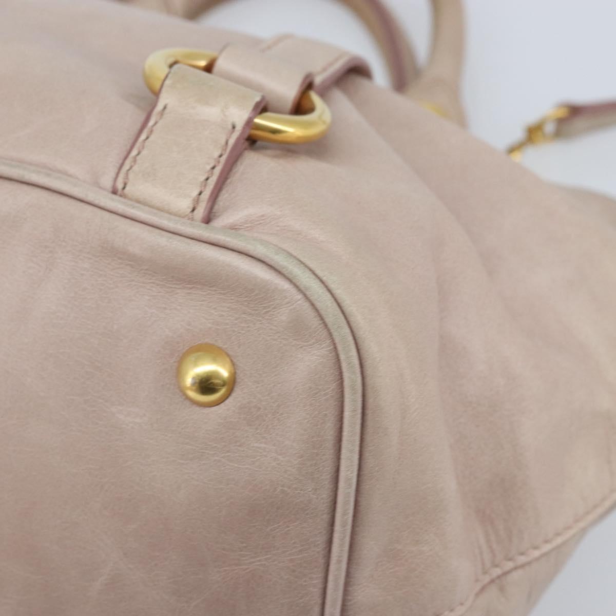 Miu Miu Hand Bag Leather 2way Pink Gold Auth BAZ142M