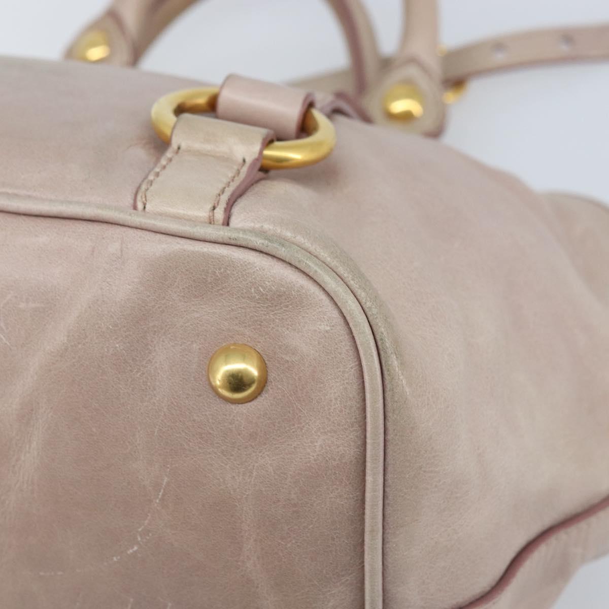 Miu Miu Hand Bag Leather 2way Pink Gold Auth BAZ142M
