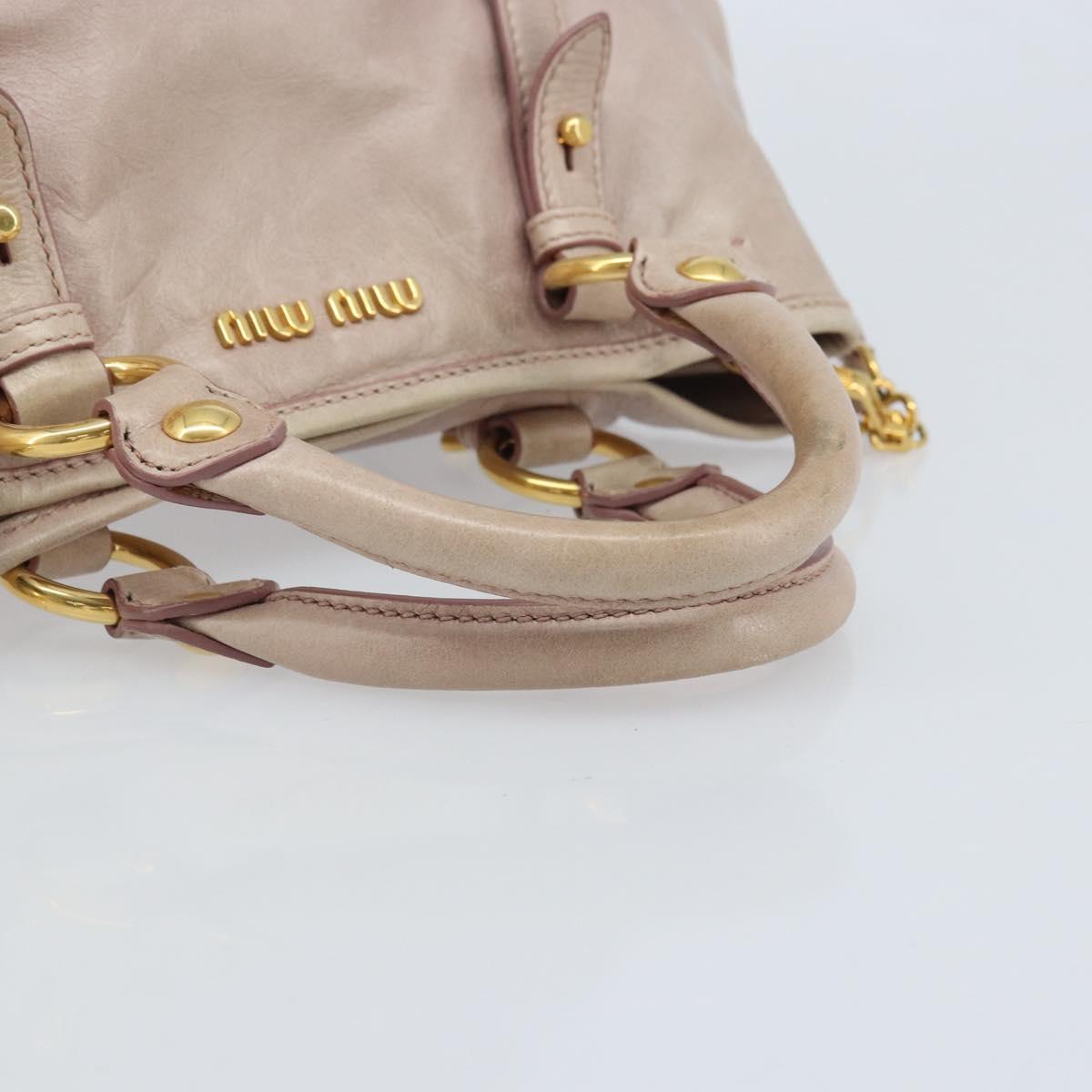 Miu Miu Hand Bag Leather 2way Pink Gold Auth BAZ142M