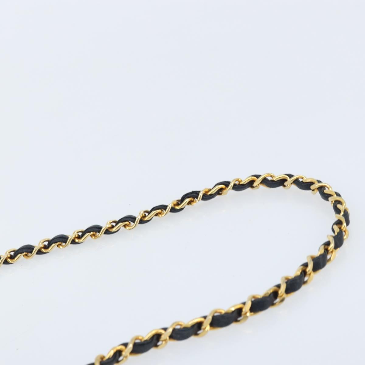 CHANEL Matelasse Chain Shoulder Bag Lamb Skin Navy Gold CC Auth BAZ147