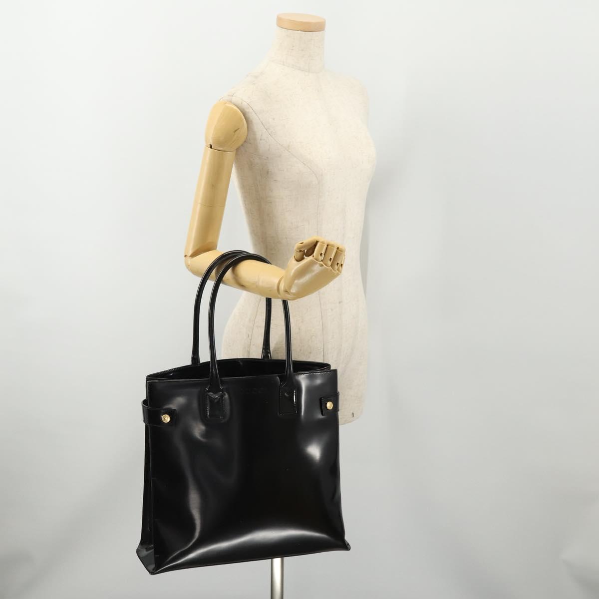 GUCCI Tote Bag Patent leather Black Gold 002 1046 0407 Auth BAZ151