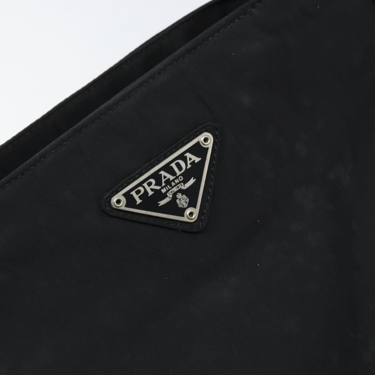 PRADA Hand Bag Nylon Black Silver Auth BAZ160