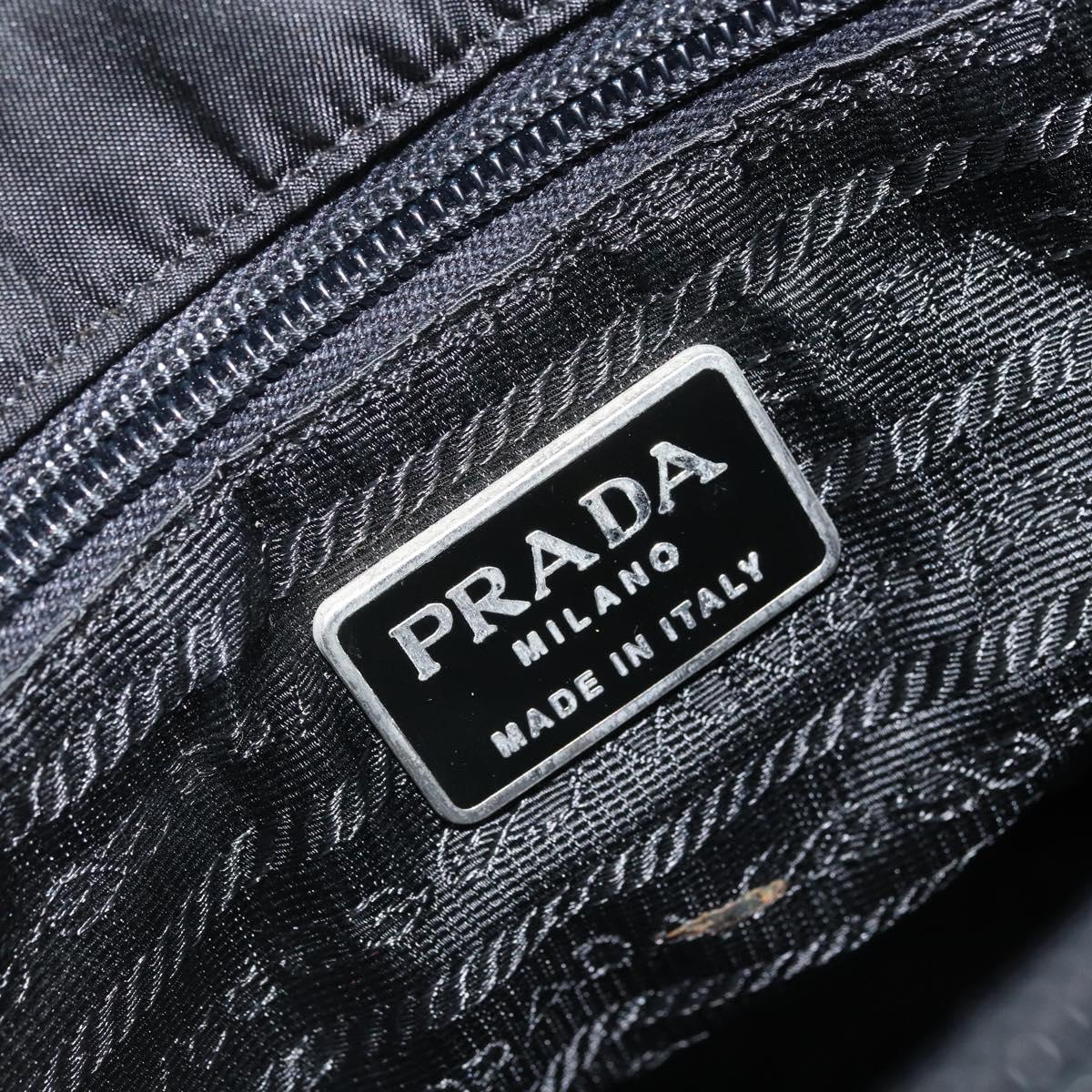 PRADA Hand Bag Nylon Black Silver Auth BAZ160