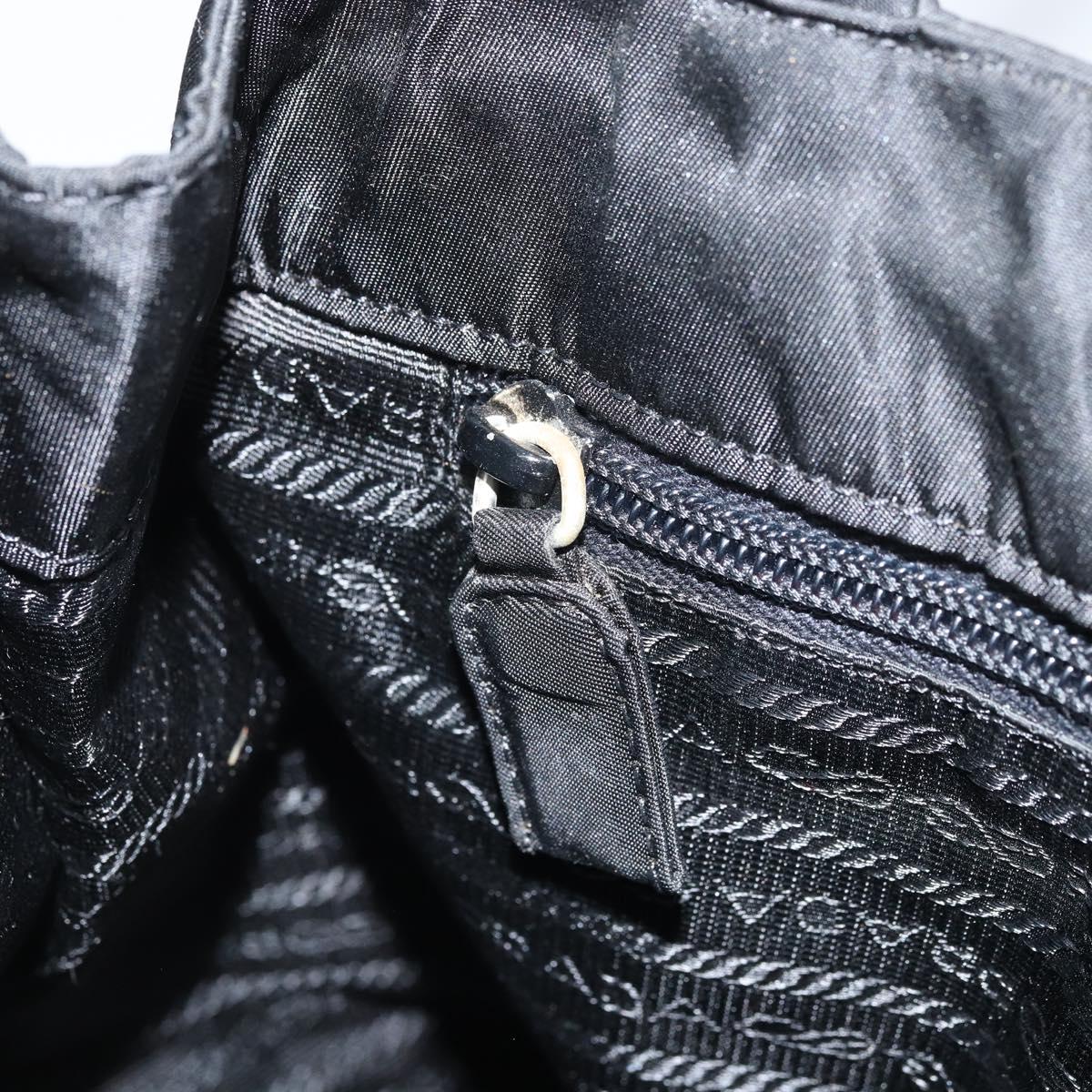 PRADA Hand Bag Nylon Black Silver Auth BAZ160