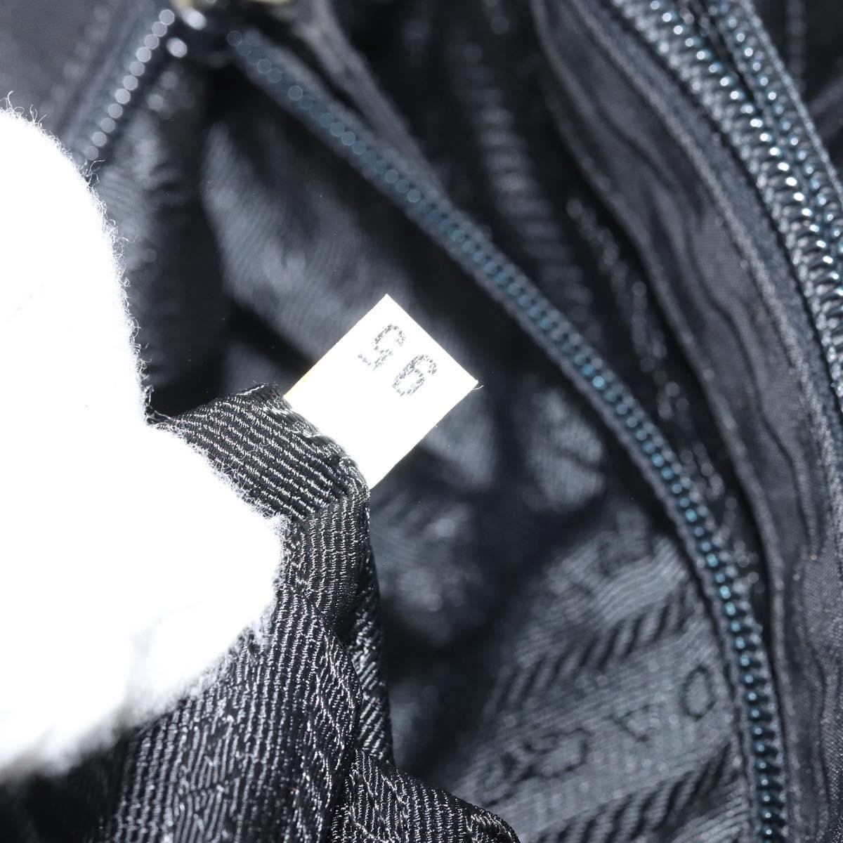 PRADA Hand Bag Nylon Black Silver Auth BAZ160