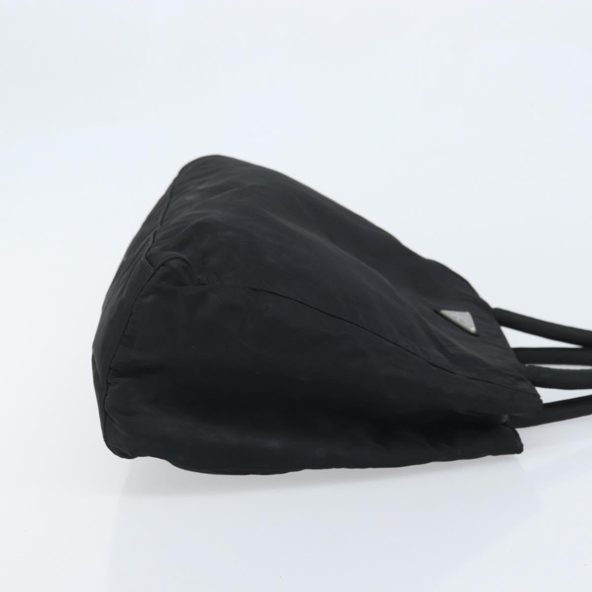 PRADA Hand Bag Nylon Black Silver Auth BAZ160