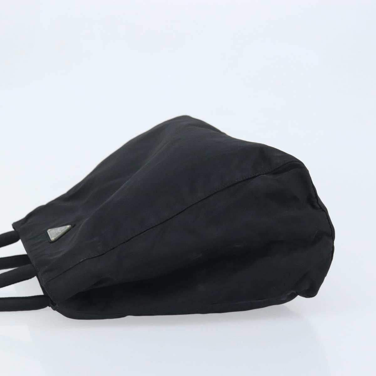 PRADA Hand Bag Nylon Black Silver Auth BAZ160