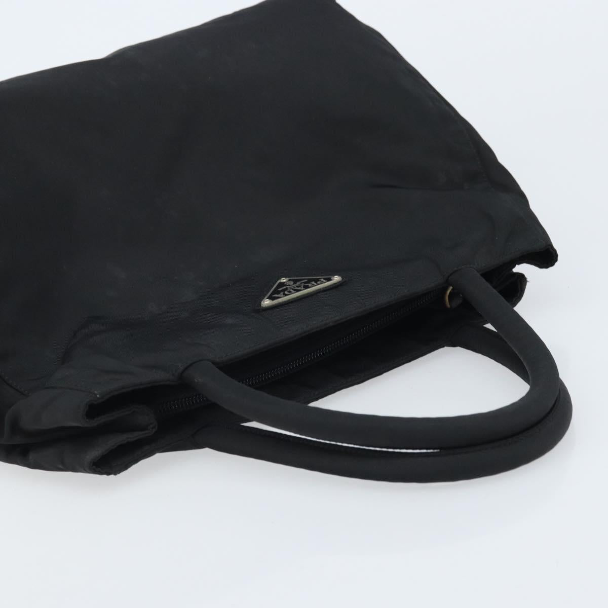 PRADA Hand Bag Nylon Black Silver Auth BAZ160