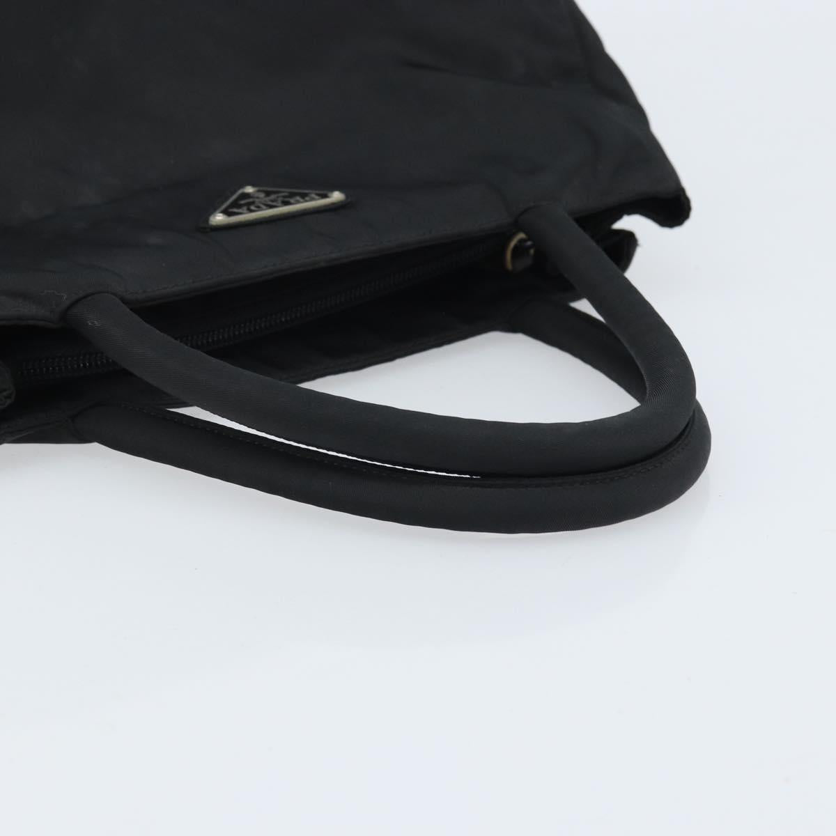 PRADA Hand Bag Nylon Black Silver Auth BAZ160