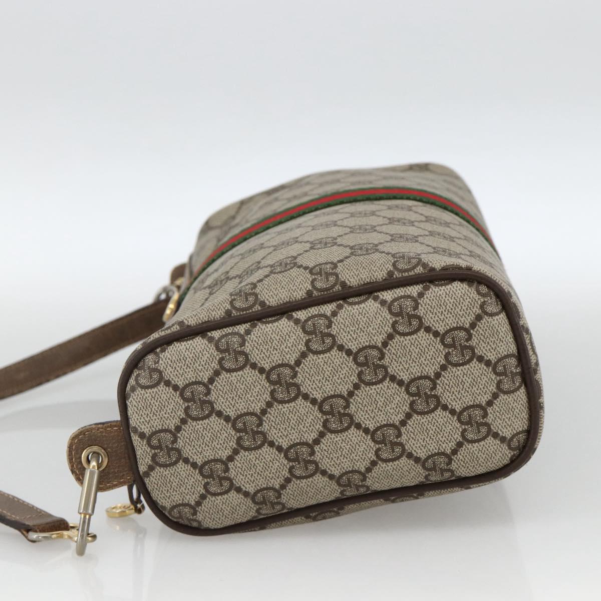 GUCCI GG Supreme Web Sherry Line Bag PVC Beige Gold 378 02 017 Auth BAZ162