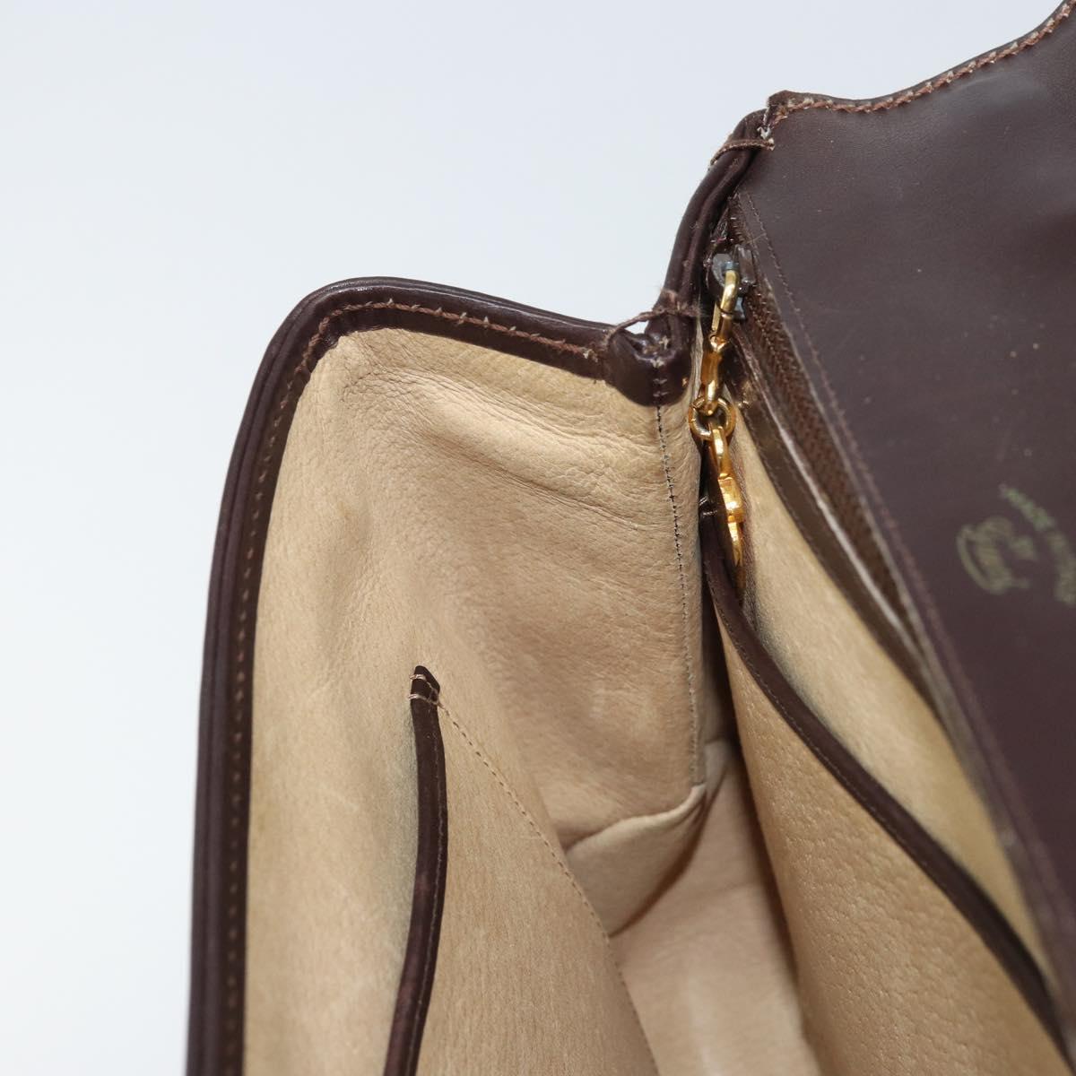 GUCCI Hand Bag Leather Brown Gold Auth BAZ167