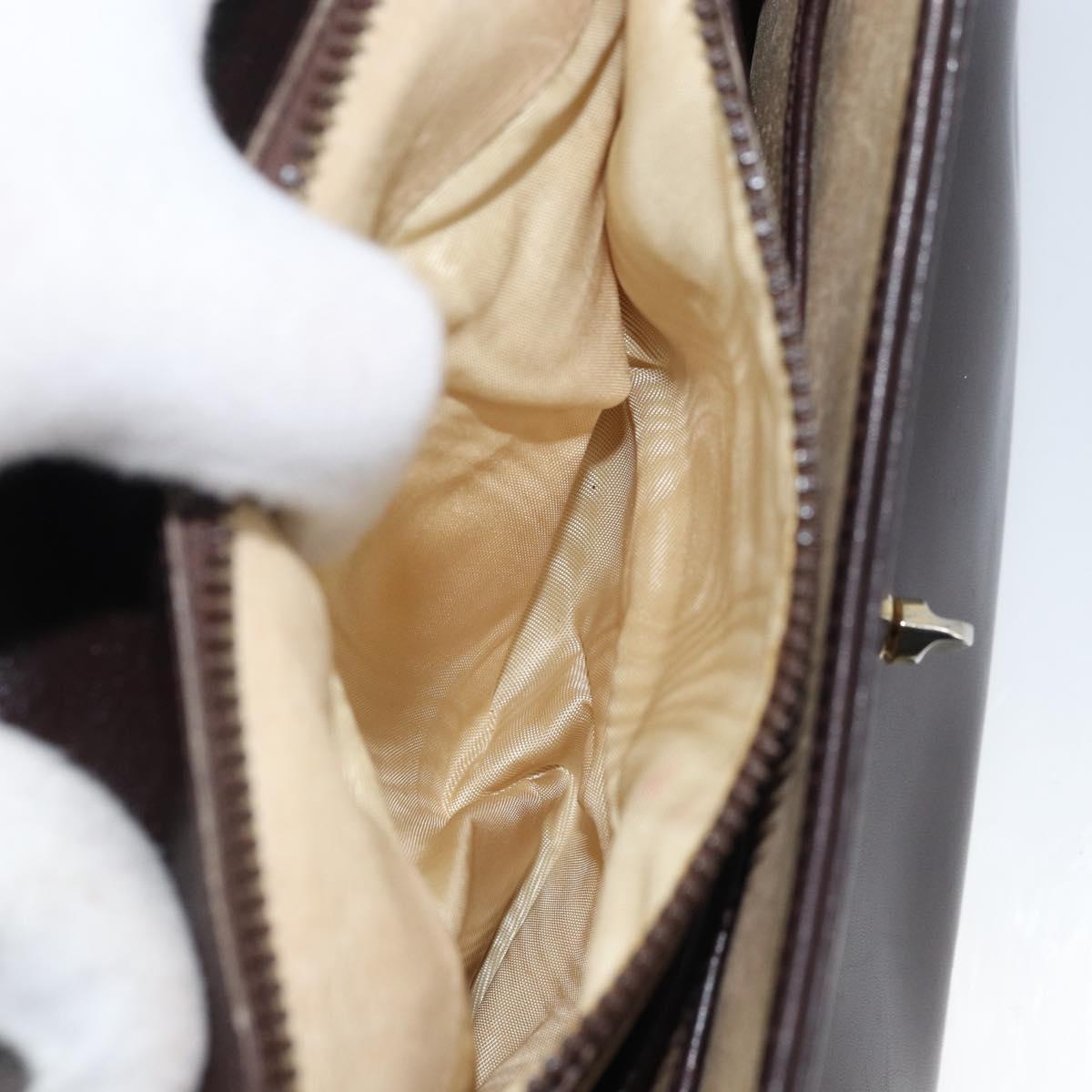 GUCCI Hand Bag Leather Brown Gold Auth BAZ167