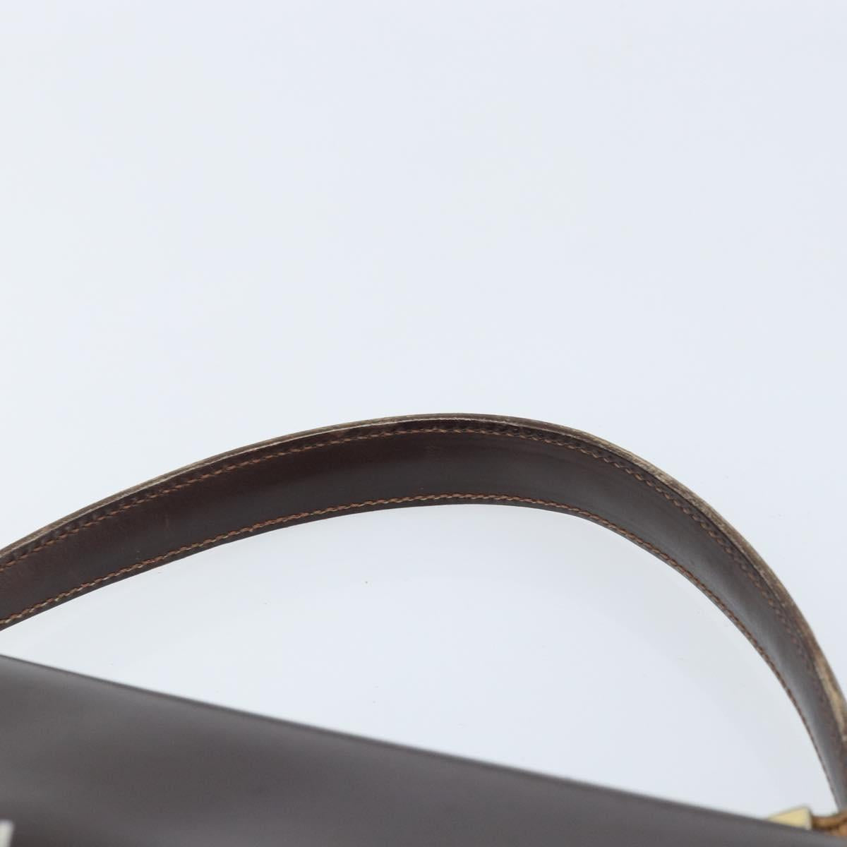 GUCCI Hand Bag Leather Brown Gold Auth BAZ167