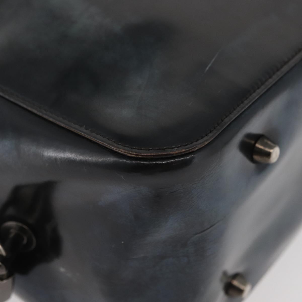 PRADA Hand Bag Patent leather Brown Silver Auth BAZ168