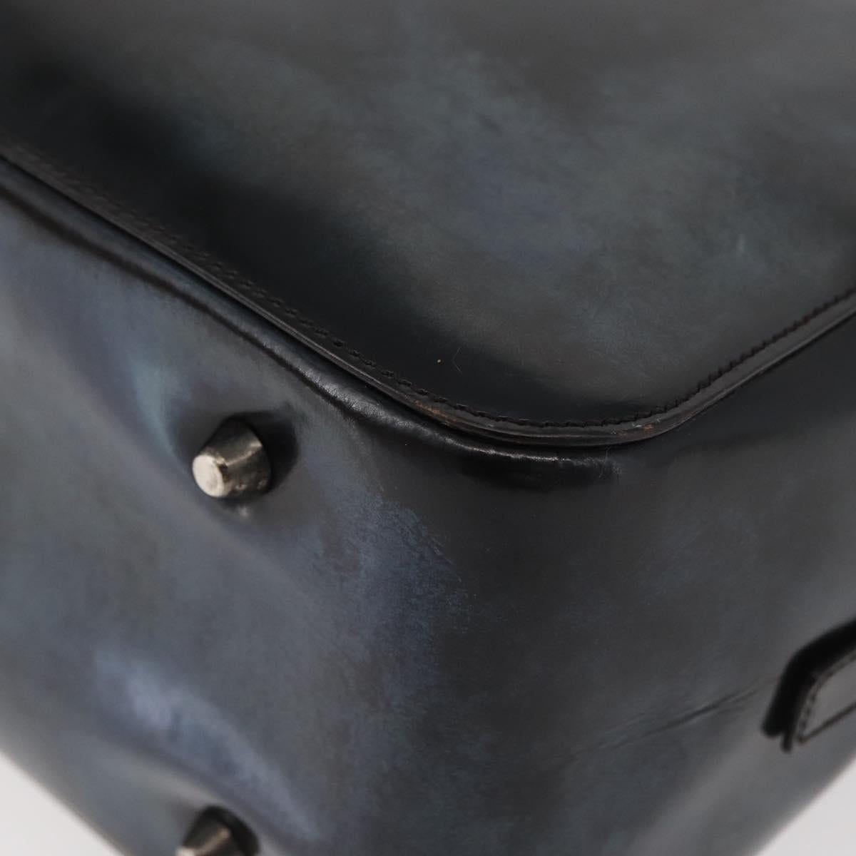 PRADA Hand Bag Patent leather Brown Silver Auth BAZ168
