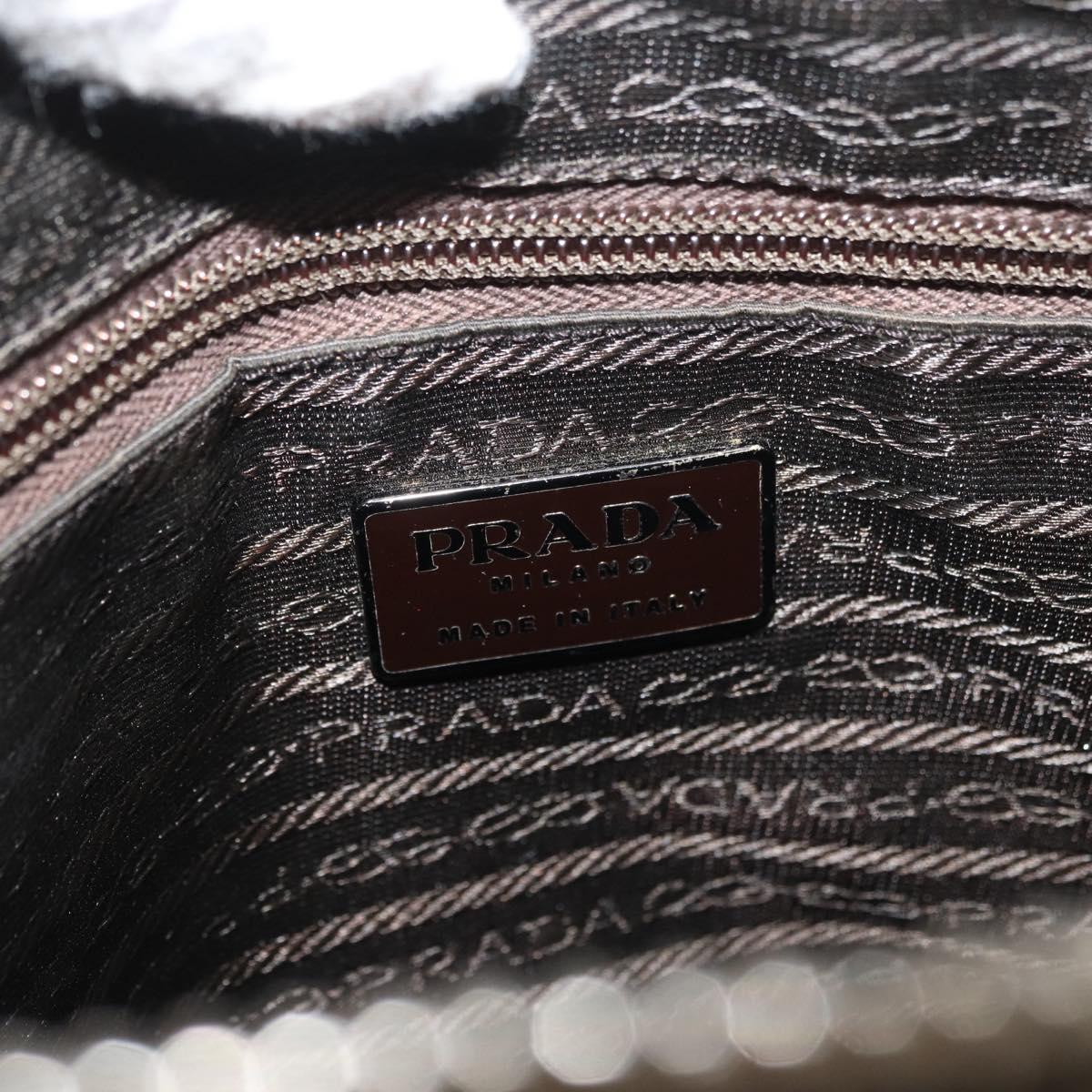 PRADA Hand Bag Patent leather Brown Silver Auth BAZ168