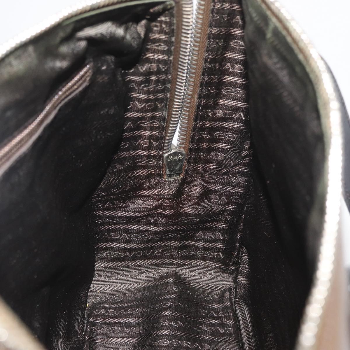 PRADA Hand Bag Patent leather Brown Silver Auth BAZ168