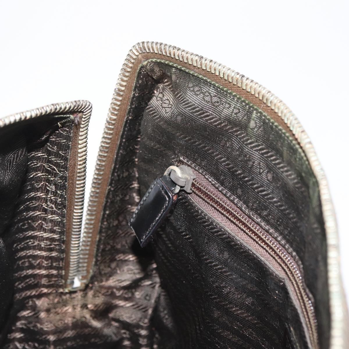 PRADA Hand Bag Patent leather Brown Silver Auth BAZ168