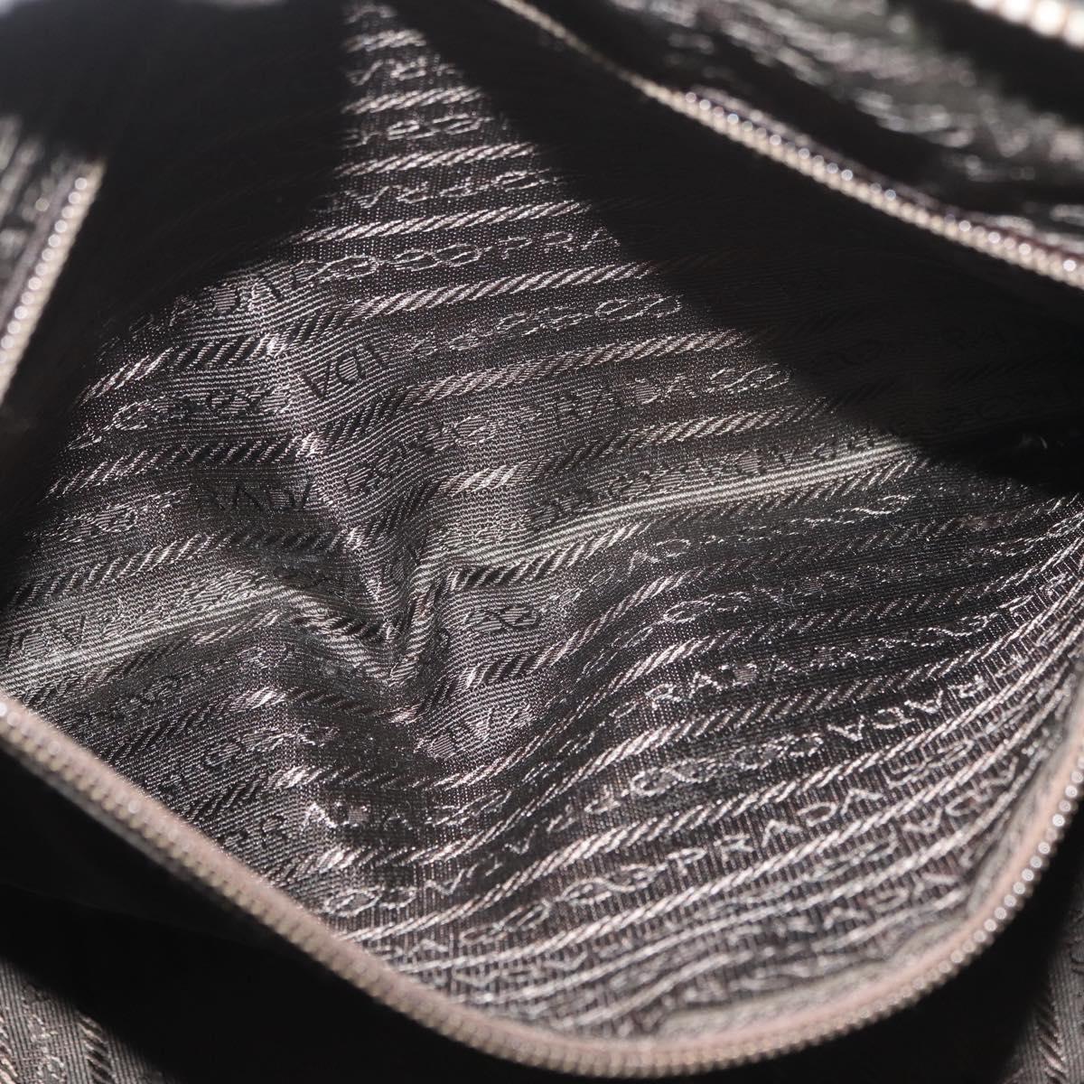PRADA Hand Bag Patent leather Brown Silver Auth BAZ168