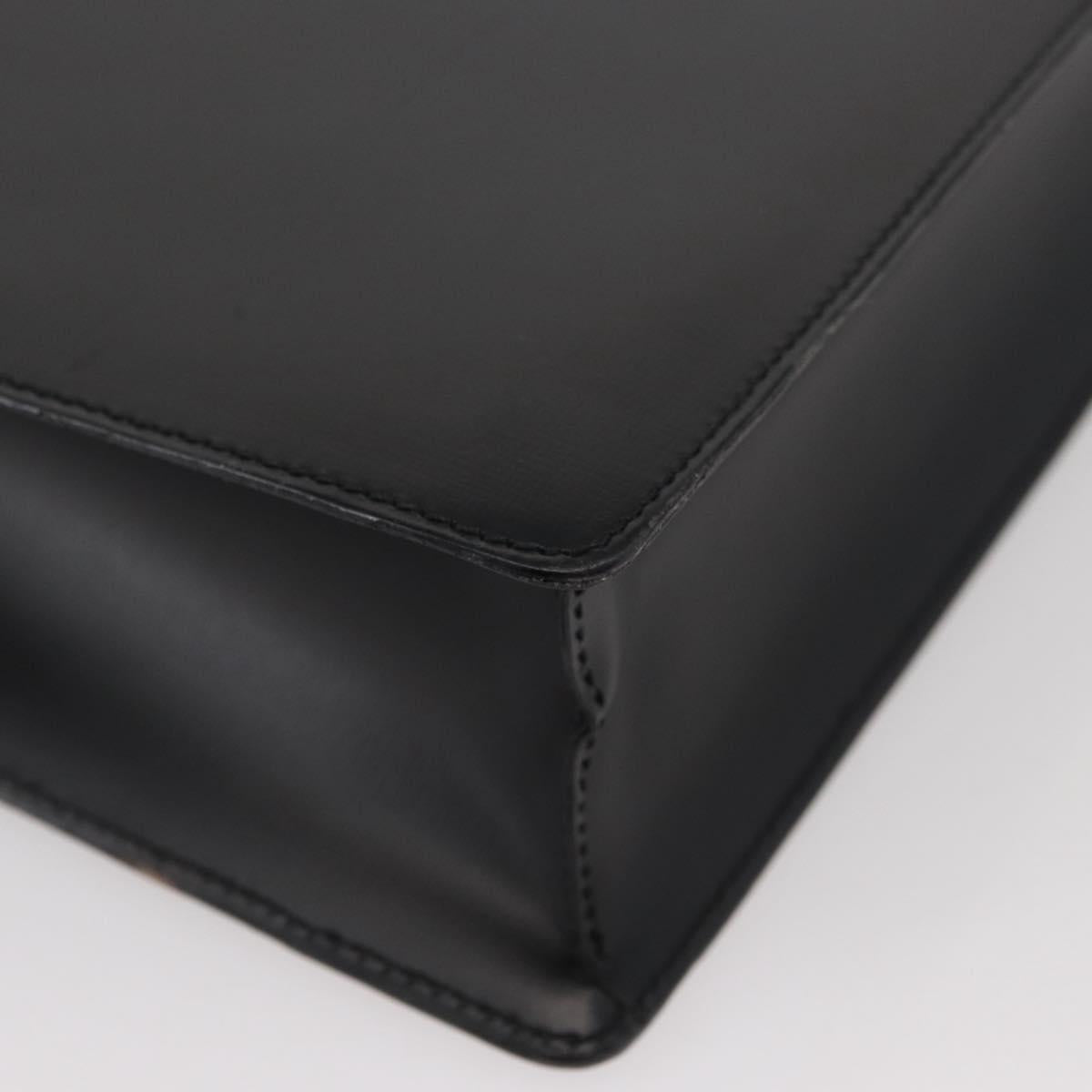 LOEWE Business Bag Leather Black Silver Auth BAZ175
