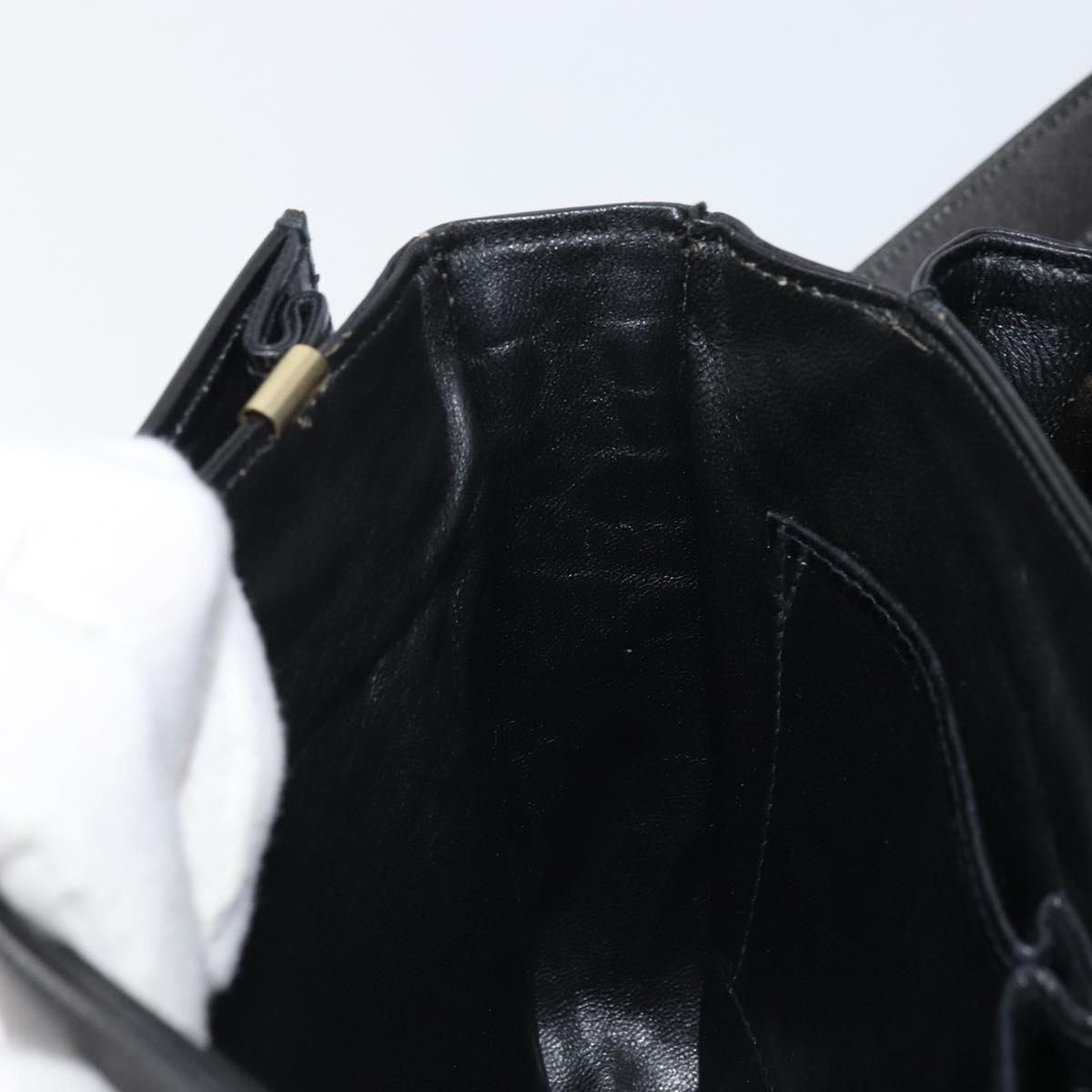 CELINE Horse Carriage Shoulder Bag Leather Black Gold Auth BAZ181