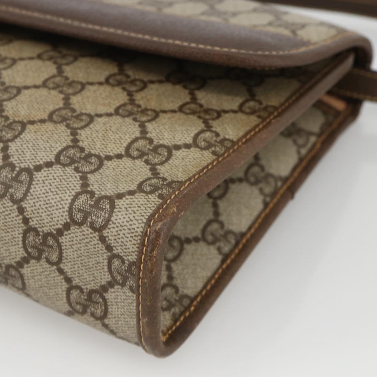 GUCCI GG Supreme Shoulder Bag PVC Beige Gold 004 58 0264 Auth BAZ182
