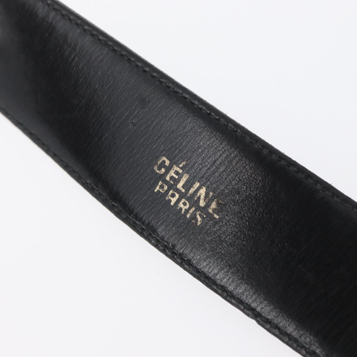 CELINE Belt Leather 31.9"" Black Gold Auth BAZ191A