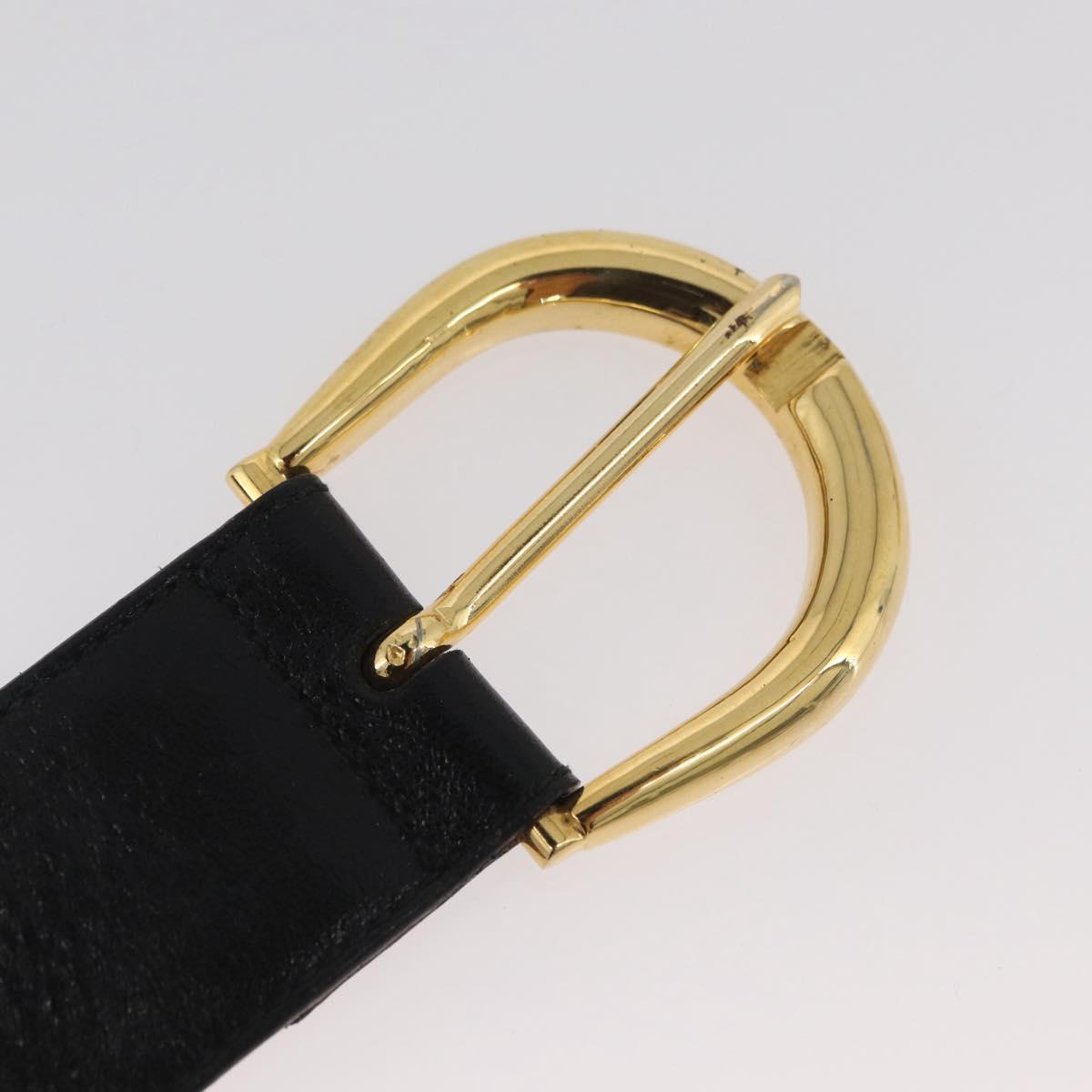 CELINE Belt Leather 31.9"" Black Gold Auth BAZ191A
