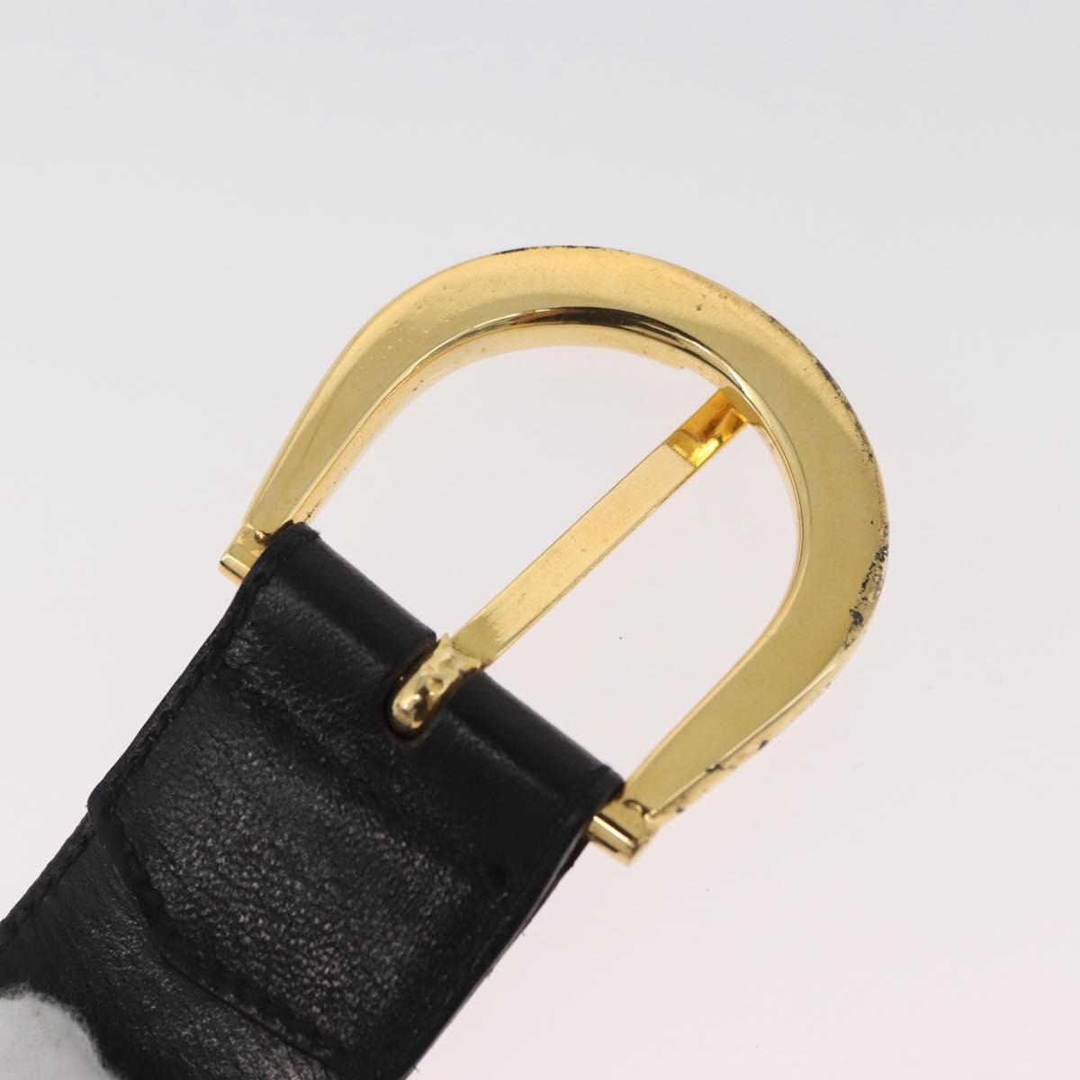 CELINE Belt Leather 31.9"" Black Gold Auth BAZ191A