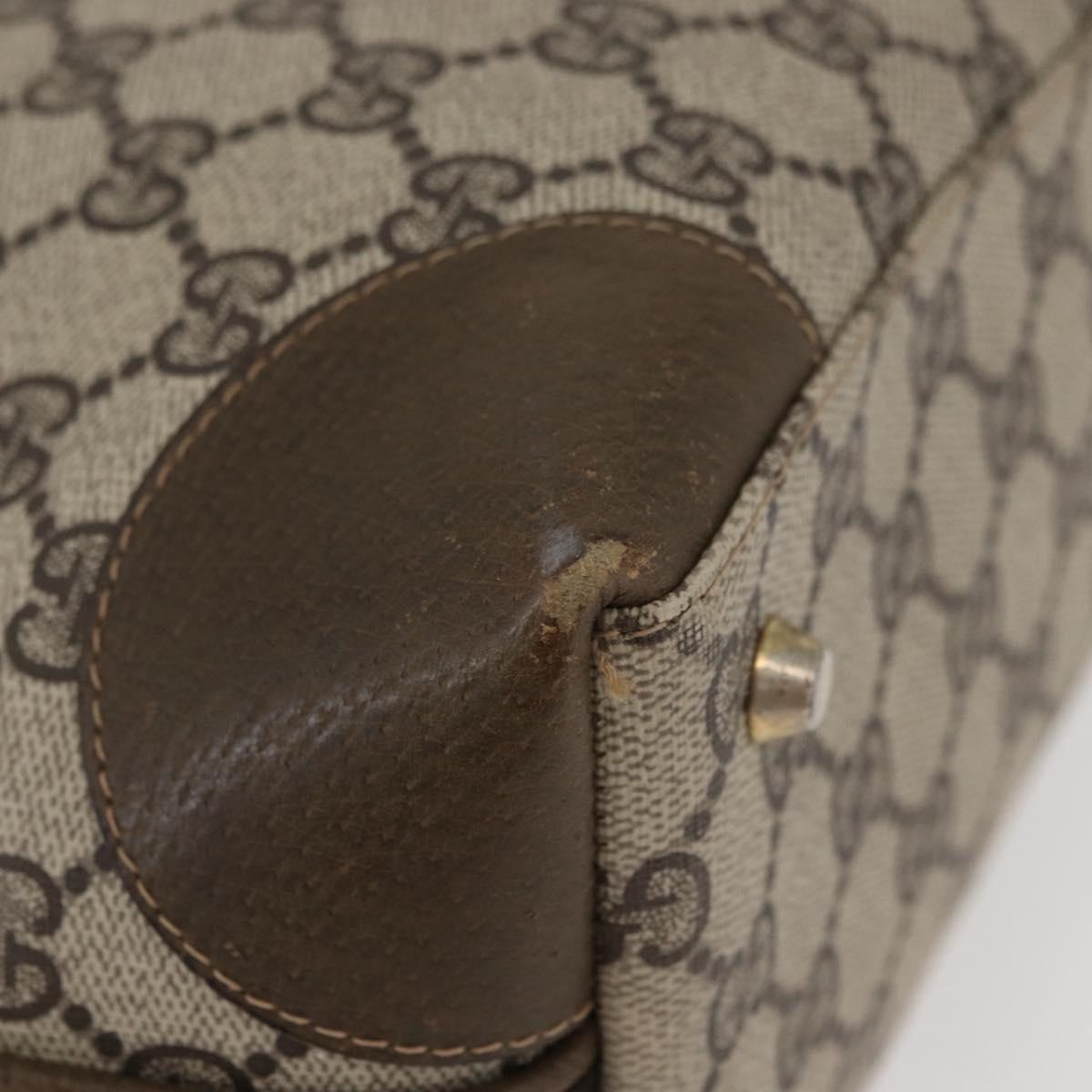 GUCCI GG Supreme Hand Bag PVC Beige Gold Auth BAZ197