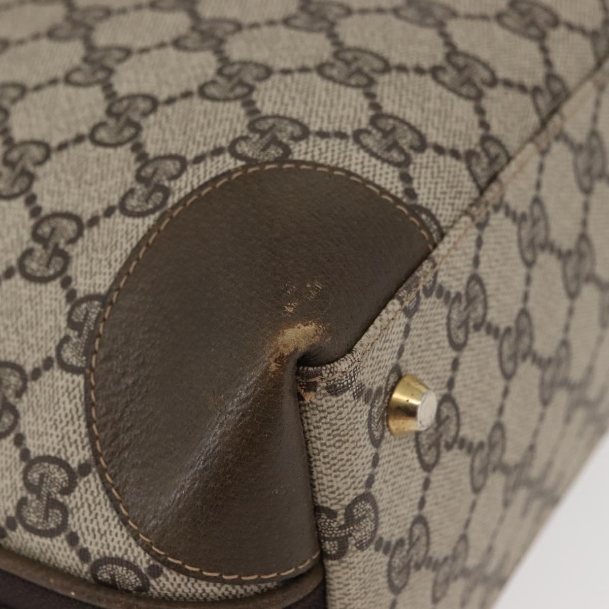 GUCCI GG Supreme Hand Bag PVC Beige Gold Auth BAZ197