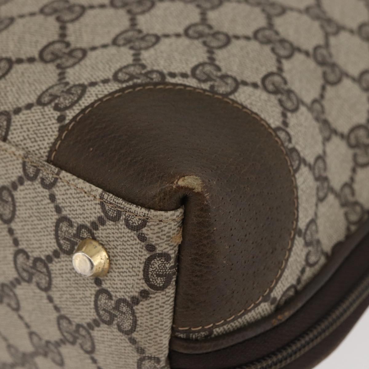 GUCCI GG Supreme Hand Bag PVC Beige Gold Auth BAZ197