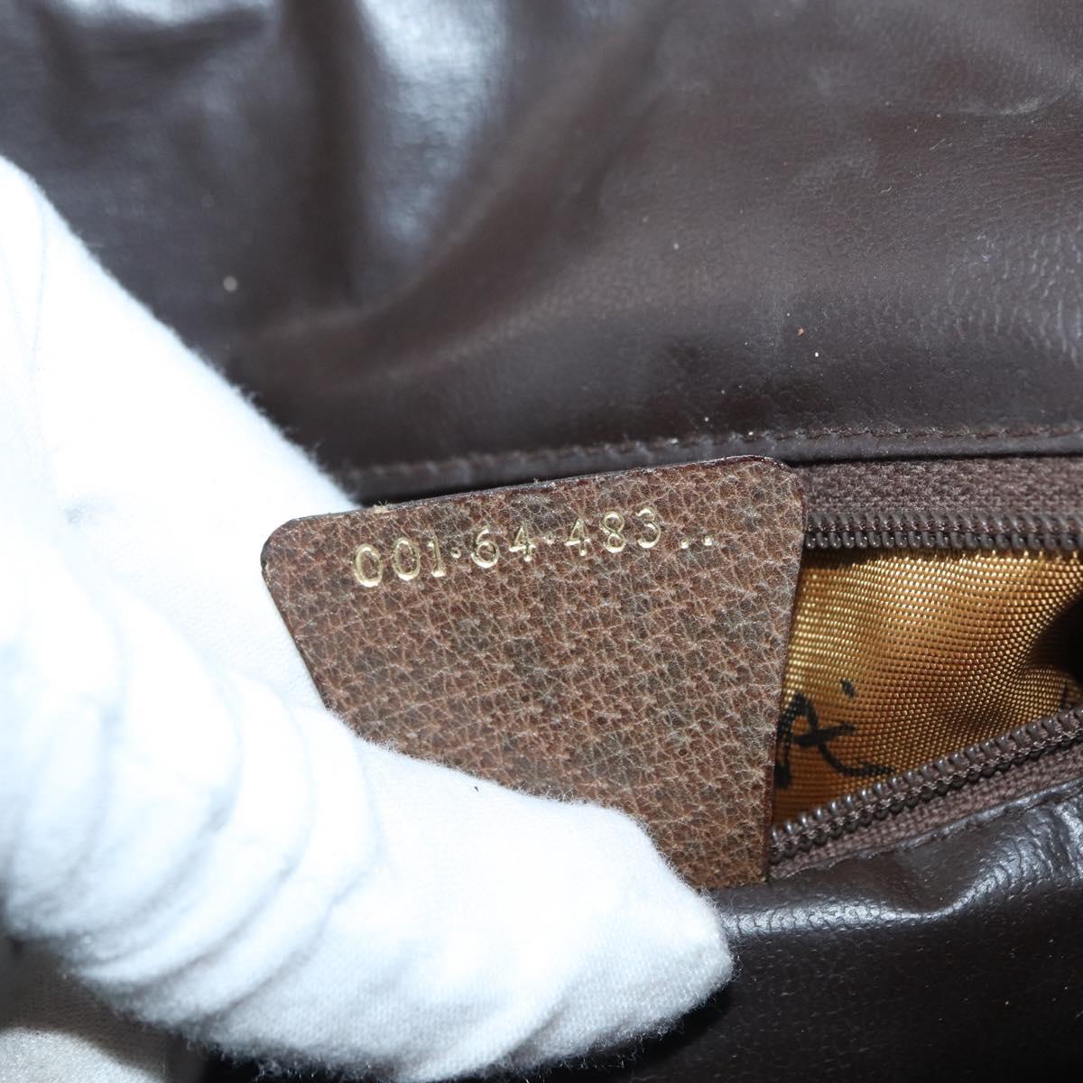 GUCCI GG Supreme Hand Bag PVC Beige Gold Auth BAZ197