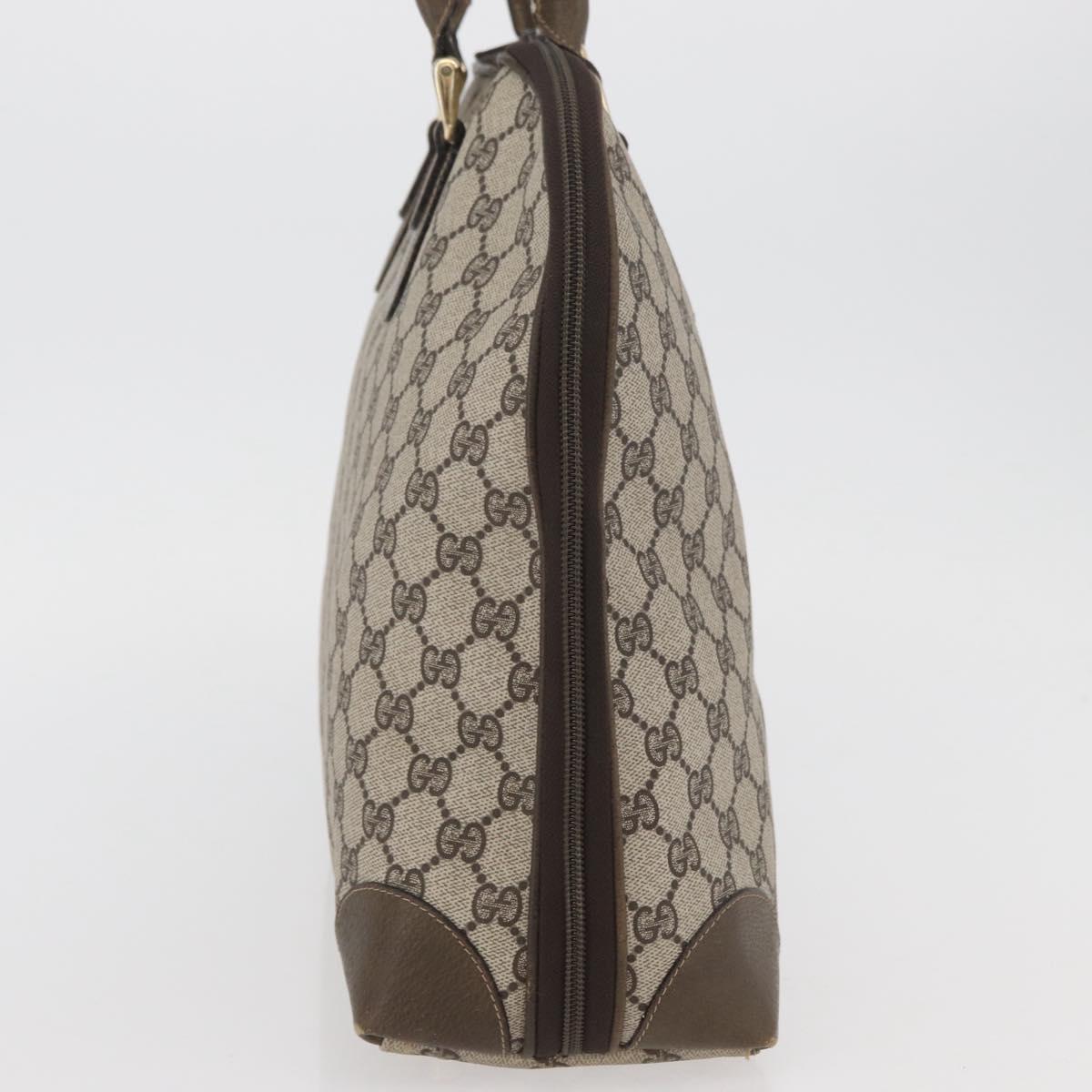 GUCCI GG Supreme Hand Bag PVC Beige Gold Auth BAZ197