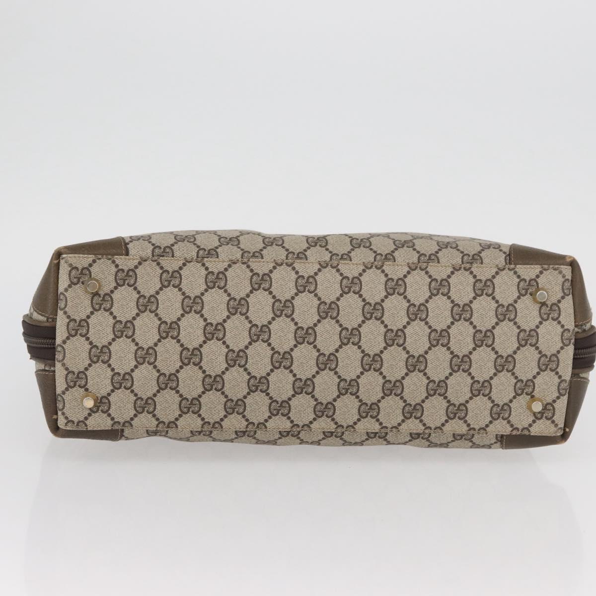 GUCCI GG Supreme Hand Bag PVC Beige Gold Auth BAZ197
