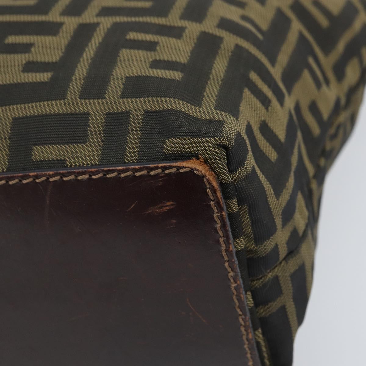 FENDI Zucca Canvas Hand Bag Black Brown Auth BAZ200