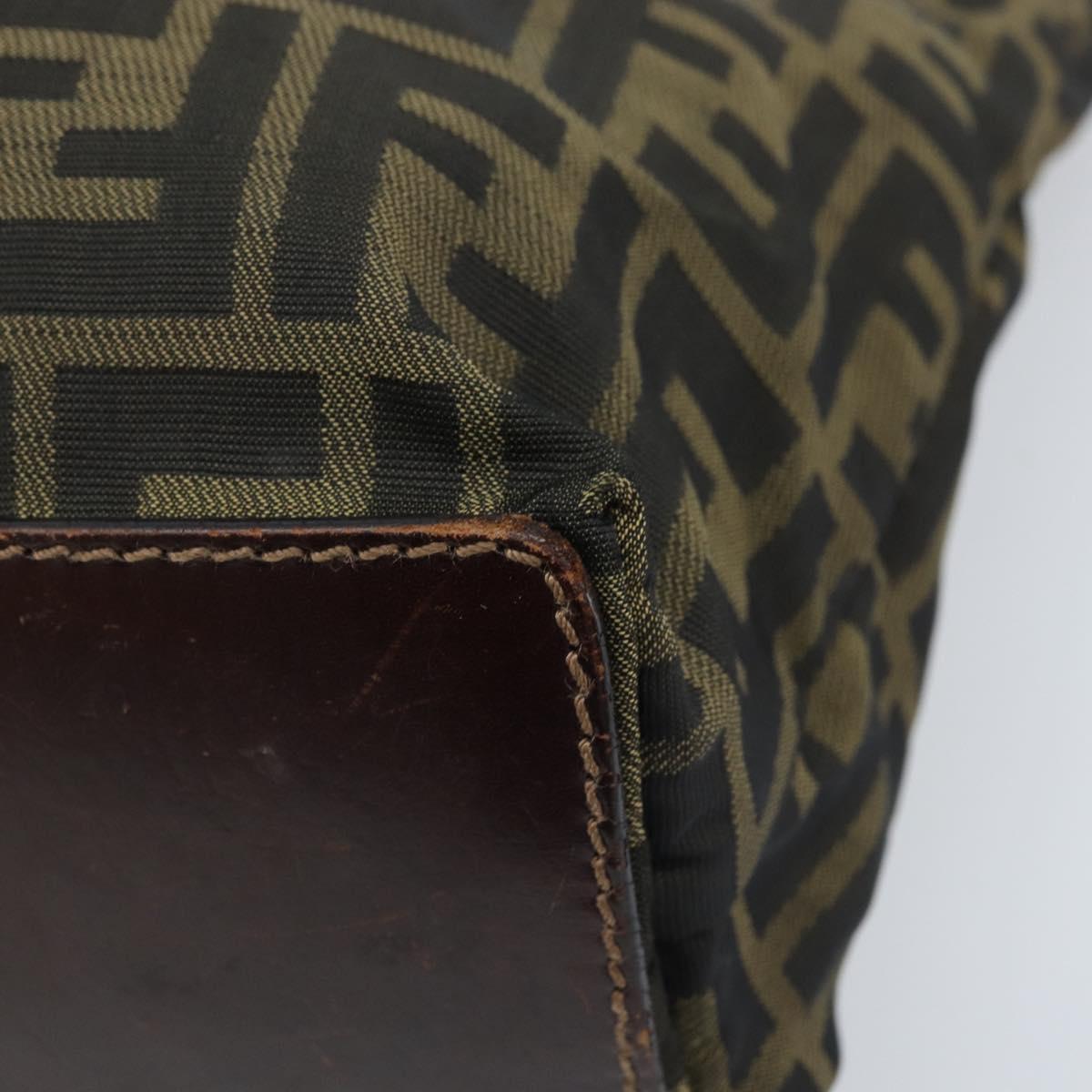 FENDI Zucca Canvas Hand Bag Black Brown Auth BAZ200