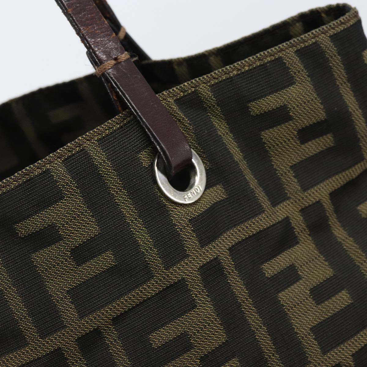 FENDI Zucca Canvas Hand Bag Black Brown Auth BAZ200